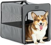 PETSFIT Soft Sided Dog Crate, Chewproof Design Breathable & Collapsible Dog Kennel, Indoor and Outdoor Use with Thicken Mat Grey