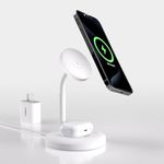 Qi2 2-in-1 Wireless Charger Stand, 360° Free Rotation MagSafe Compatible Dual Charging Station, Magnetic 15W Fast True Qi2 Certified Charger for iPhone 15/14/13 Airpods Pro 3/2, 30W Adapter Included