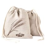 Natural Linen Bread Bags - 2-Pack 11 x 15" Ideal for Homemade Bread, Unbleached, Reusable Food Storage, Housewarming, Wedding Gift, Storage for Artisan Bread - Bakery & Baguette