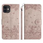 Generic Tiyoo iPhone 12 Mini Phone Case, Embossed Cute Cats PU Leather iPhone 12 Mini Case with Card Holder and Magnetic Closure, Smoky Purple