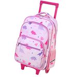 Rolling Backpack Kids,VASCHY Water Resistant Bookbag Schoolbag Carry-on School Backpack with Wheels for Girls Pink Dinos