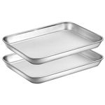 Wildone Baking Sheet Set of 2 - Stainless Steel Cookie Sheet Baking Pan, Size 9 x 7 x 1 inch, Non Toxic & Heavy Duty & Mirror Finish & Rust Free & Easy Clean