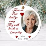 Personalised Memorial Photo Christmas Bauble - In Loving Memory Customised Bauble with Photo - Memory Keepsake (Those we love, Mdf Wood Indoor Use Only 9cm x 9cm)