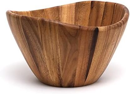 Lipper International Acacia Wave Serving Bowl for Fruits or Salads, Large, 12" Diameter x 7" Height, Single Bowl