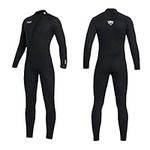 Joysummer 3mm Wetsuit Neoprene Full Diving Suits - Men Stretch Long Sleeve One Piece Dive Skin, Front Zip UPF50+ Thermal Swimwear for Scuba Surfing Swimming Snorkeling Water Sports, Black M