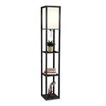 Brightech Maxwell - Modern Shelf Floor Lamp with Lamp Shade and LED Bulb - Corner Display Floor Lamps with Shelves for Living Room, Bedroom and Office - Black