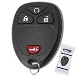 KeylessPros 4-Button Remote Car Key Fob OEM Replacement for Keyless Entry Vehicles, fits 2007-2016 Chevy Silverado Traverse Equinox Avalanche/GMC Sierra 15913421, OUC60270, OUC60221