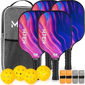 Pickleball Paddles, Pickleball Paddles Set of 4, USAPA Approved Fiberglass Pickle Ball Set, 4 Paddles, 4 Outdoor Balls with Bag, Comfortabla and No-Slip Grip ​for Men Women