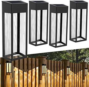 GOODFOEVER Solar Fence Lights Outdoor, 4 Pack Waterproof Solar Post Accent Light Solar Deck Lights Wall Lights with 2 Lighting Modes,Outdoor Decorative Lighting for Yard,Porch, Patio, Drive Path