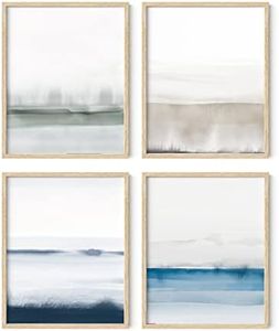 HAUS AND HUES Landscape Painting - Set of 4 Nature Posters, Abstract Painting, Poster Nature Landscape Art, Blue Artwork Nature, Serene Pictures, Nature Paintings For Living Room (Unframed, 8x10)
