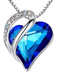 Leafael Birthstone Heart Necklace for Women | Unique Birthstone Necklace With Healing Crystals | Allergy-Free Pendant Necklace with Gift Box Included | Rainbow Sapphire Blue for September