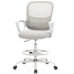 JHK Drafting Chair Tall Office Chair, Tall Desk Chair Standing Desk Chair Counter Height Mid Back Mesh Office Drafting Chairs with Flip-up Arms for Home Office
