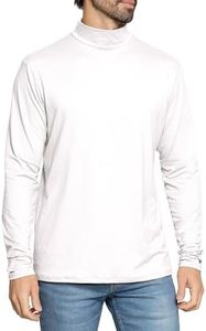 STRETCH IS COMFORT Men’s Oh So Soft Luxe Mock Neck Turtleneck Long Sleeve Shirt, White, 4XL