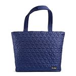 Fit & Fresh Deluxe 2 in 1 Quilted Tote Bag with Insulated Lunch Compartment, Professional Tote for Work, Navy