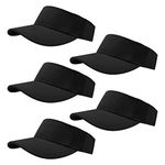 Rbenxia 5 Pieces of Black Adjustable Sport Visors Sun Visor Hats Cap Visors for Women and Men