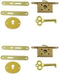 Geenite Vintage Furniture Antique Jewelry Box Lock Simple Style Humidor Key Hole Tool Setup Hardware 2 Pieces (Gold)