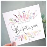 With Love On Your Baptism Card | Congratulations Greeting Card | Naming Day | Rainbow Wildflower Florals | 148mm Square