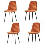 AINPECCA Set of 4 Velvet Dining Chairs Ergonomic Backrest Thickened Cushion with Matte Metal Legs for Dressing Lounge Living Room Office Bedroom(Orange)