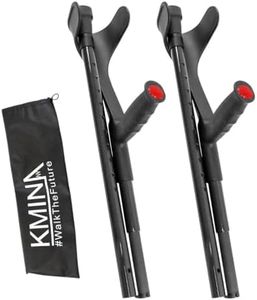 KMINA PRO - Folding Carbon Crutches (x2 Units, Open Cuff), Crutches for Adults, Folding Crutches for Travel, Crutches for Women, Crutches for Men, Walking Crutch, Foldable Crutches (Made in Europe)