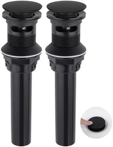 Hygie Rinse Bathroom Sink Stopper with Overflow, for Standard 1 3/4" Drain Opening, 2PCS Bathroom Sink Drain Rapid Draining Plastic Pop-up Sink Drain with Hair Catcher Anti-Clog Strainer, Matteblack