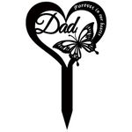 Wesiti Cemetery Decorations for Grave Metal Grave Marker Dad Memorial Garden Stake Butterfly Remembrance Plaque Waterproof Sympathy Grave Stake for Loss of Father Outdoors Cemetery