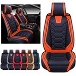 OASIS AUTO Car Seat Covers Premium Waterproof Faux Leather Cushion Universal Accessories Fit SUV Truck Sedan Automotive Vehicle Auto Interior Protector Front Pair (OS-004 Orange)