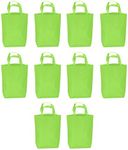 DISCOUNT PROMOS Large Reusable Heavy Duty Tote Bag - 10 Pack - Beach Shopping Bag - Lime Green