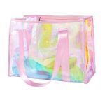 KUAK Large Beach Bag for Women Waterproof Sandproof Tip-Proof Beach Tote Iridescent Bag with Waterproof Pocket for Pool, Pink, X-Large, Fashion