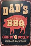 SUDAGEN Dad's BBQ Metal Signs Bar Pub Diner Barbeque Sign Vintage Poster Home Wall Decor Man Cave 12 x 8 Inch (Dad's BBQ)