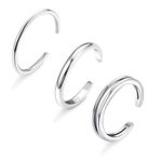 Sllaiss 3PCS 925 Sterling Silver Toe Rings for Women Simple Open Thin Band Ring Adjustable, Metal