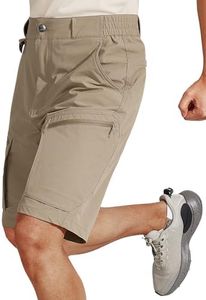 FREEKITE Tactical Cargo Shorts for Men Quick-Dry Waterproof - Lightweight Work Shorts with 7 Pockets,Durable Hiking Outdoor Short,Moisture Wicking Stretch Travel Short（Khaki 30W/10L）