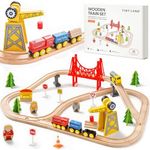 Tiny Land 55PCS Wooden Train Set -
