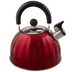 Mr. Coffee 91414.02 Twining 2.1 Quart Pumpkin Shaped Stainless Steel Whistling Tea Kettle, Metallic Red