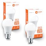 Orient Electric 12W High Glow LED bulb| 180-degree wide beam angle| Voltage surge protection up to 4 kV| 6500K, Cool White| B22d base| Made in India| Pack of 2