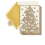 Papyrus Boxed Christmas Cards with Envelopes, Joyful Christmas and Wonderful New Year, Gold Christmas Tree (8-Count)