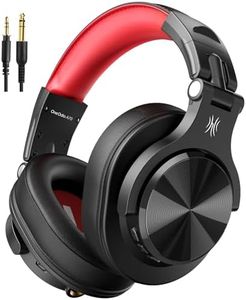 OneOdio A70 Cuffie Bluetooth Over Ear, Cuffie Cablate e Wireless Stereo con Microfono, 72 Ore di Riproduzione CVC 8.0 Jack 3,5 mm e 6,35 mm Pieghevole Cuffie per DJ Chitarra Cellulare PC(Nero rosso)