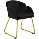 Yaheetech Velvet Tub Chair Vanity Chair, Modern Accent Armchair Lounge Chair Single Sofa with Golden Mental Legs for Living Room/Bedroom/Makeup, Black