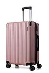 FLIEE Medium Suitcase Hard Shell | Lightweight Suitcase | Aluminum Telescopic Handle | TSA 3 Digit Combination Lock | 4 Dual Spinner Wheels | Medium 24" Hold Check in Luggage (Rose, Medium 24'')