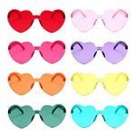 LIULIUBTY Heart Shaped Rimless Sunglasses,Jelly Fudge Series Bachelor Party Cool Sunglasses 8 Colors Pack for Party Favors