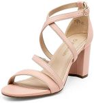 DREAM PAIRS Womens Open Toe Cross Strap High Chunky Block Dress Pump Heel Sandal, Blush/Pu - 7.5 (Madison)