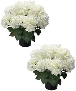ZMULB 20” Artificial Hydrangea Plants Outdoor in Pots, UV Resistant Faux Hydrangea Bushes for Front Porch, Realistic White Fake Flowers for Patio Garden Entryway Indoor Home Decor, Set of 2 (2)