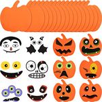 Outus 16 Pieces Halloween Foam Pumpkin Craft Kit and 16 Pieces Pumpkin Stickers Craft Stickers for Halloween Kids Craft Party Decorations