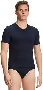 FALKE Men's Daily Comfort 2-Pack V-Neck Undershirt, Cotton, Grey (Midnight 6366), L, 2 Pieces