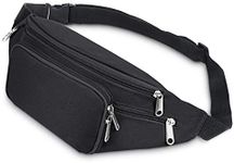 SAVFY Fanny Pack with 4-Zipper Pockets, Waist Bag Travel Pocket with Adjustable Belt for Workout Vacation Hiking, Casual Hands-Free Waist Pack Crossbody Phone Bag Carrying All Phones