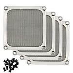 90mm Computer Fan Filter Grills with Screws, Aluminum Frame Ultra Fine Stainelss Steel Mesh - 4 Pack (Silver)