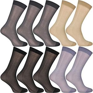 10 Pairs Ultra Thin Socks Summer Silk Sheer Sox Breathable Business Work Dress Sock Large Size (ONE SIZE, 10mix2)