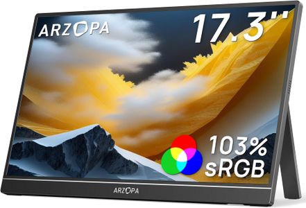 ARZOPA 17.3" Portable Monitor – FHD HDR IPS, USB-C/HDMI, Kickstand