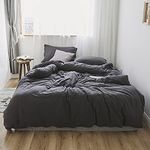 Solid Grey Duvet Cover Jersey Knit Cotton Bedding Set Queen Charcoal Grey Solid Comforter Cover Super Soft T Shirt Cotton Quilt Cover Set 1 Duvet Cover with 2 Pillowcases Cotton Luxury Bedding Set