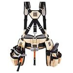 BatlFrist Carpenter's Rig with Suspenders, Electrician Tools Belt Set with 35pce Pockets,Carpenter Tools Belt Set/Pouch with Pro Comfortable Belt Framer's Tool Rig for Waist 35’’to 50’’