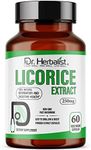 Dr. Herbalist Licorice Root Extract 250mg | 60 Capsules | 10:1 Glycyrrhiza Glabra Extract | Supports Overall Well-Being